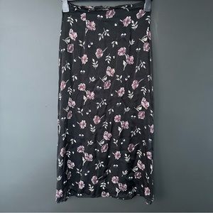 Vintage Floral Silky Slip Midi Length Skirt